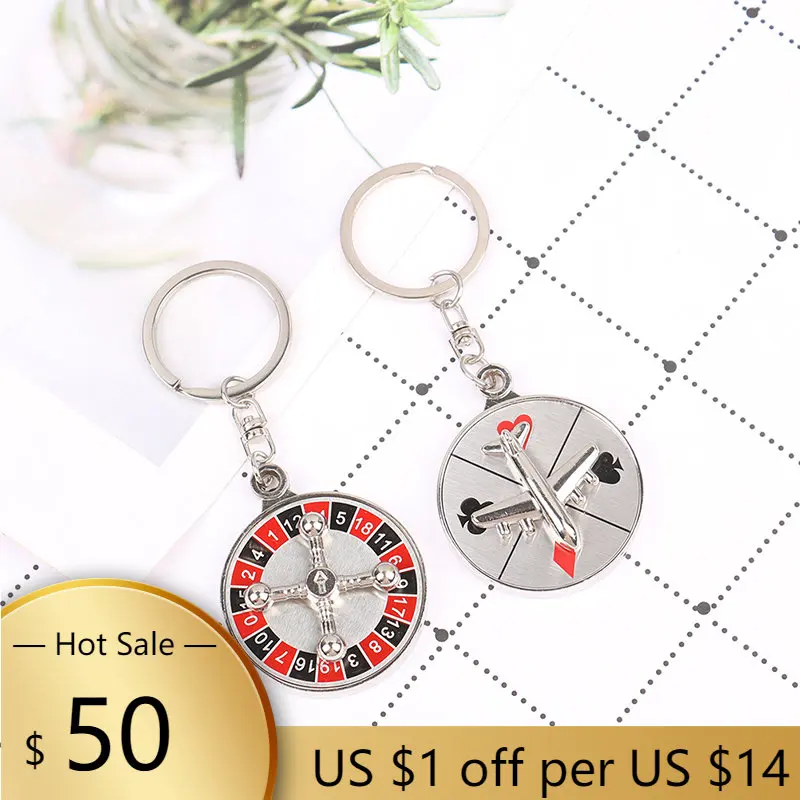 

1Piece Metal Mini Russian Roulette Keychain Rotating Creative Compass Pendant Gifts Car Interior Decoration Украшение Автомобиля