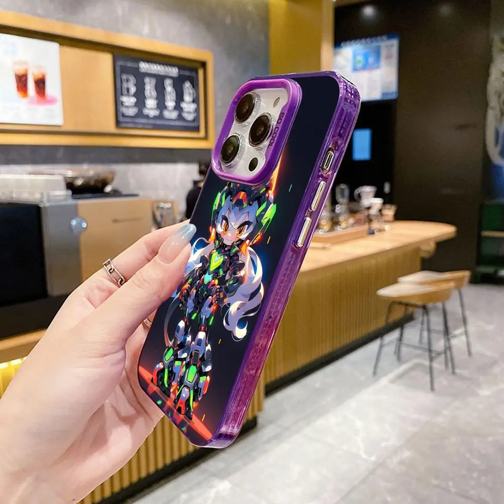 Фото Чехол для телефона с аниме-роботом для iPhone 17 16 15 14 13 12 11 X XR XS Air Pro Max Plus, фиолетовый, разноцветный, серебристый №5