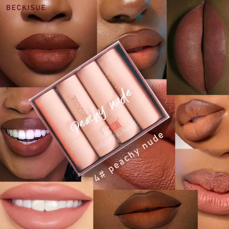 

4 шт./компл. матовая помада для макияжа, водостойкий стойкий блеск для губ, сексуальные красные и розовые бархатные помады nuобесцвечивающие, ...