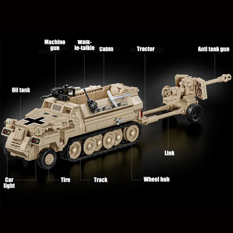 Военные WW2 SdKFz250 доспехи Halftrack строительные блоки DIY бронированный носій персонала