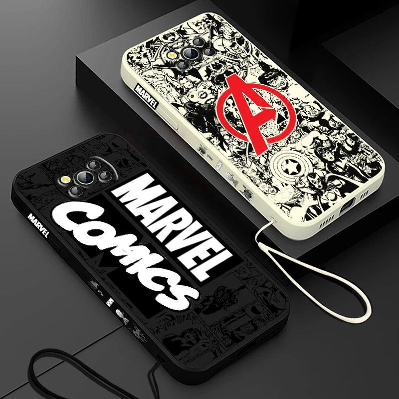 

Avengers Logo Marvel Comics For Xiaomi Poco Phone Case For X4 X3 F4 F3 NFC M5 M4 M3 GT S Pro 4G 5G Liquid Left Rope Cover
