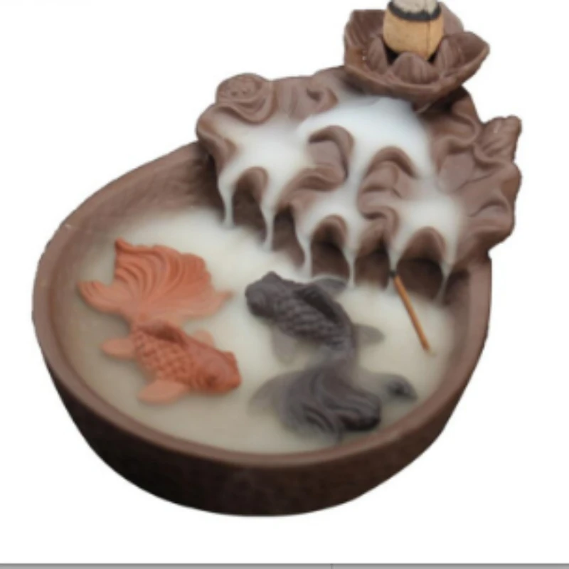 

Fish Backflow Incense Burner Meditation Gifts Home Office Tea House Decor Chinese Censer Holder Zen Buddhist Crafts Ornaments