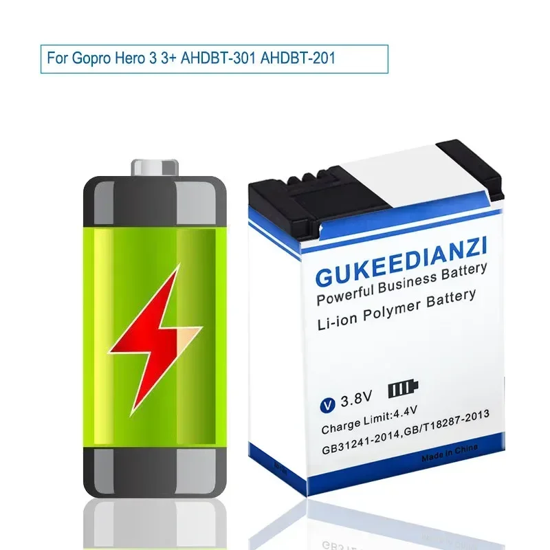 GUKEEDIANZI Hero 3 (AHDBT-301) Аккумулятор 2300 мАч для GoPro AHDBT-201/301 Gopro 3+ AHDBT-301 AHDBT-201 Трек NO