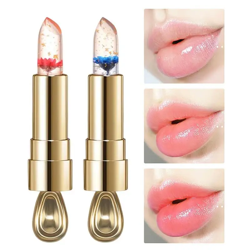 

Flower Balm Lipstick Long Lasting Lip Nourishing Balm Nourishing Color Changing Temperature Jelly Lip Balm Color Change Lipstick