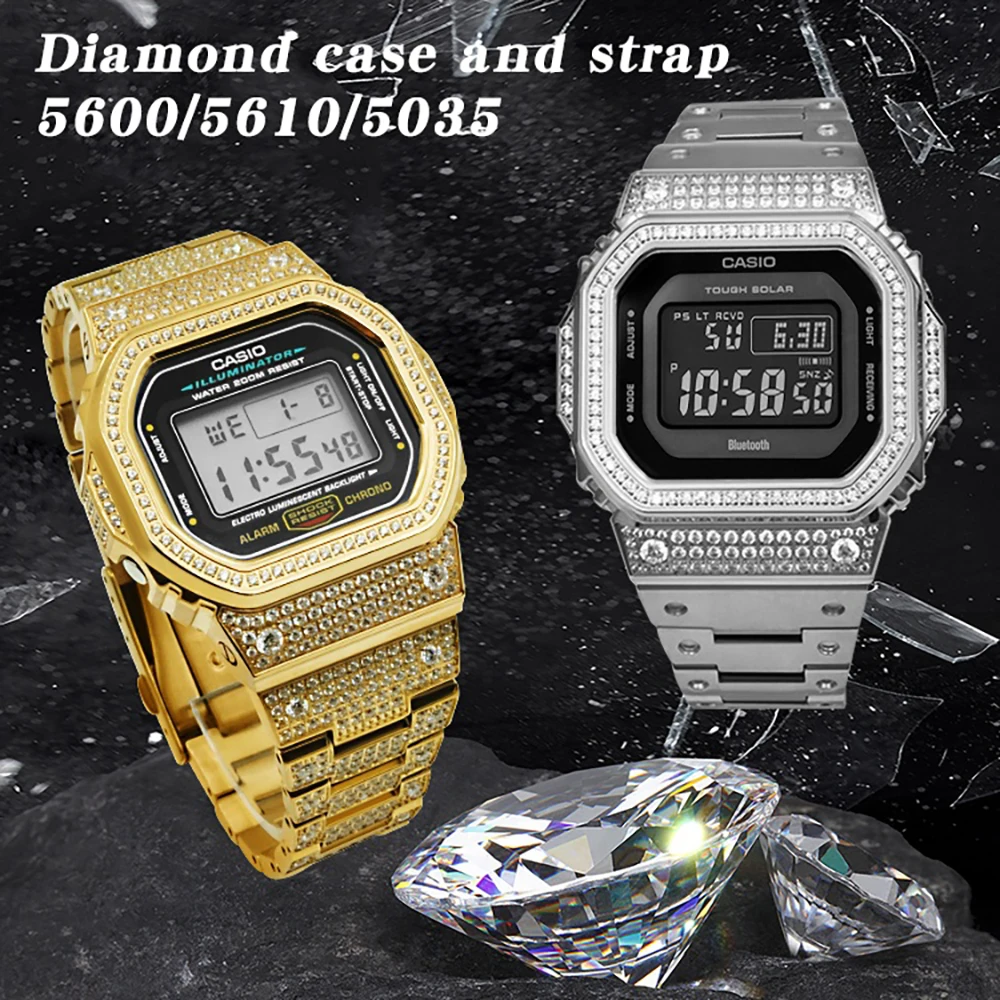 

Diamond Steel Watch Bezel Strap for Casio G Shock DW5600 GW5000 GLX5600 GW-M5610 Watch Diamond Band Case