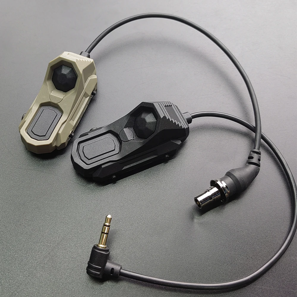 

Dual Control Button Hunting Gun Light Switch Remote Pressure Fit Picatinny M-Lok Keymod Rail for SF Plug 3.5mmPlug Crane Plug