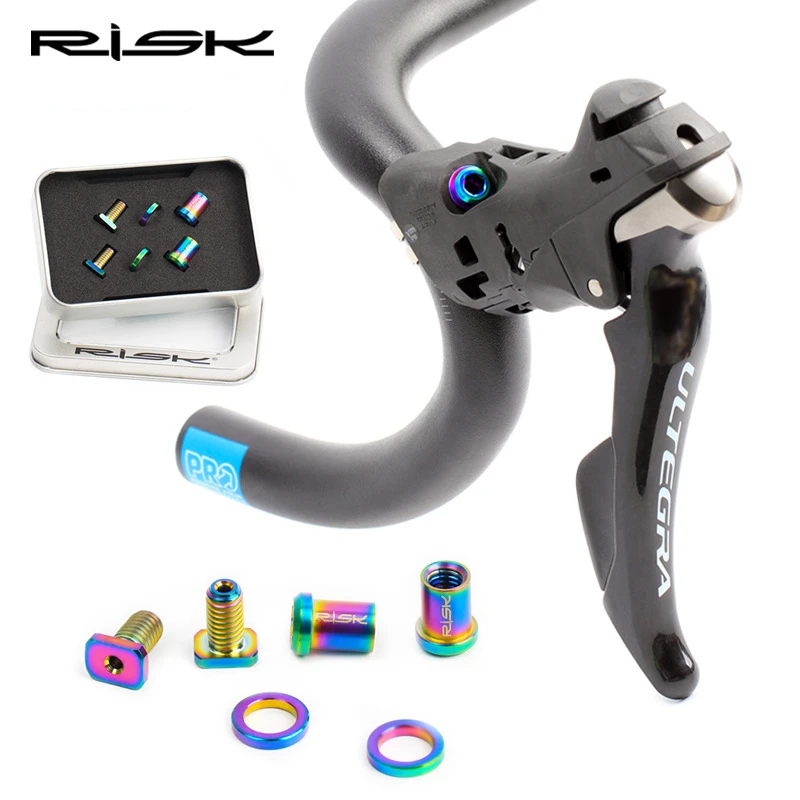 RISK Titanium Alloy Road Shifter Lever Fixing Screw Gear Shift Clamp Ring Fixed Bolt Hand Change Head Fixing Nut R8000 Kit
