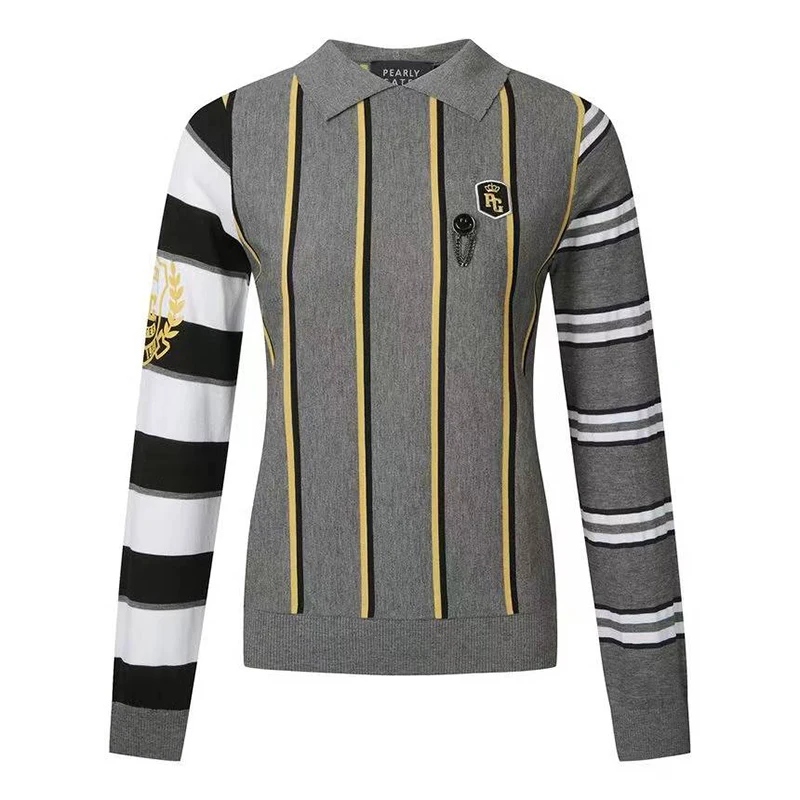 Golf knit spring summer shirt women polo long sleeve golf clothing  W122109