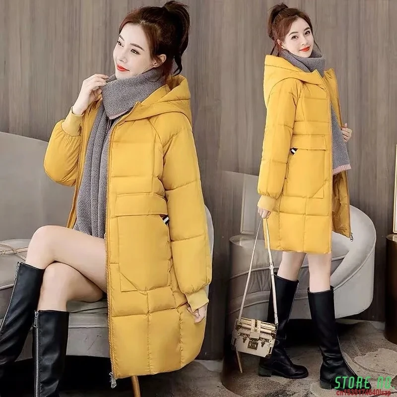 

Новая зимняя Женская куртка, парка, длинное пальто, повседневное женское пальто, толстая хлопковая стеганая куртка, толстые парки, верхняя о...