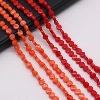 natural coral orange red round flake beaded 6x6x3mm for jewelry making diy necklaces bracelet accessories charms gift party 36cm