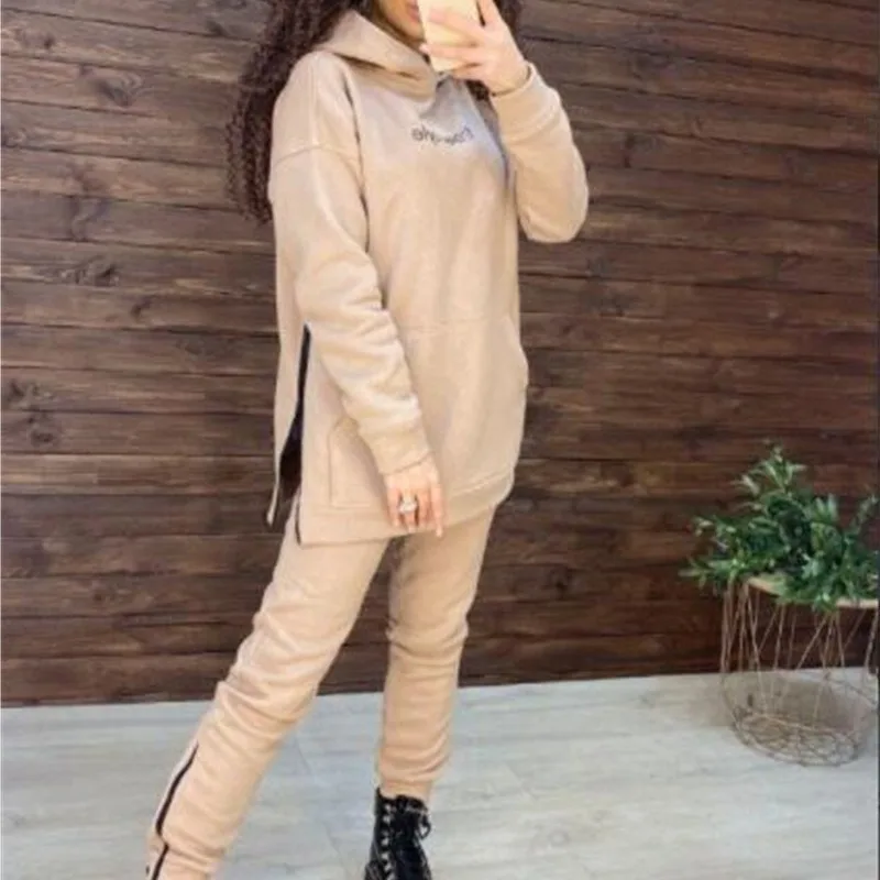 

Women's Two Pieces Tracksuit Oversized Hoodies Sweatshirt Sports Jogging Pants Suit Ladies Autumn Spring Warm Outfit Female Sets