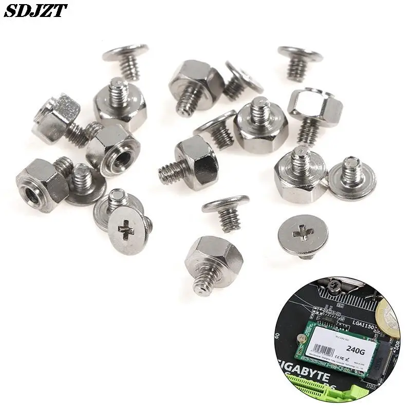 

10Sets Hand Mounting Kits Stand Off Screw Hex Nut For A-SUS M.2 SSD Motherboard Silver For Laptop Notebook Fix Repair Computer