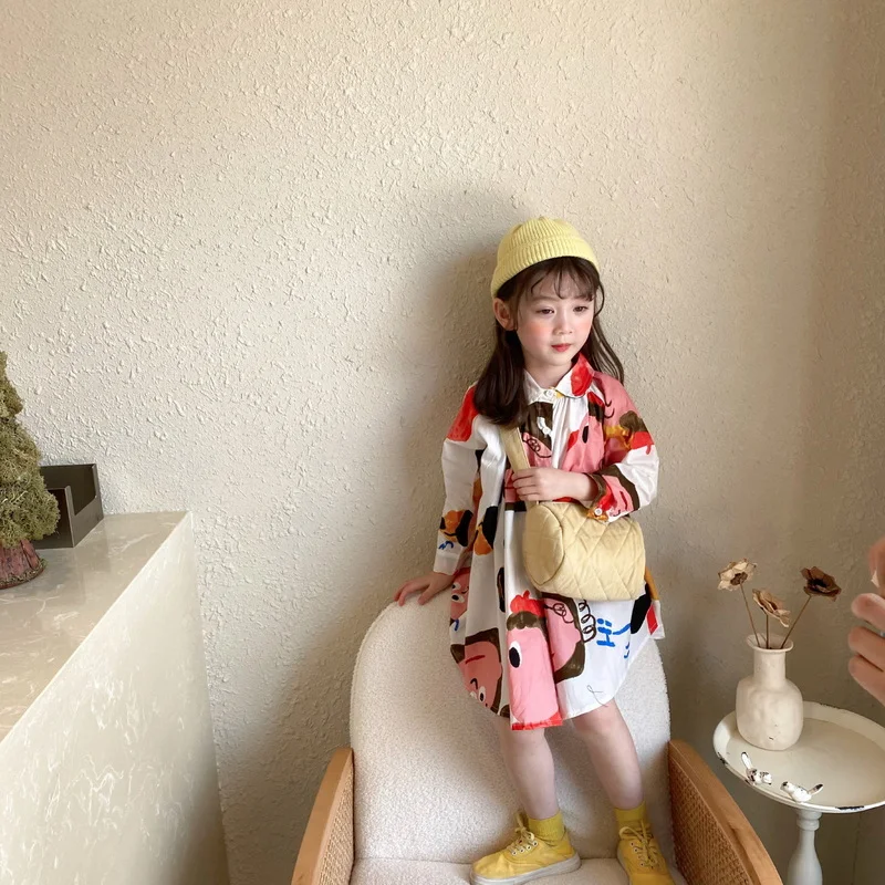 Новинка 2022 весеннее платье для девочек с длинным рукавом-фонариком фиолетовое