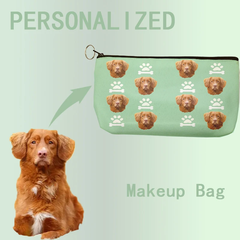 Custom Pet Dog Makeup Bags Logo Personalized Novelty DIY Men&Women bag Funny Bone Footprints Print On bags Unisex for Gift