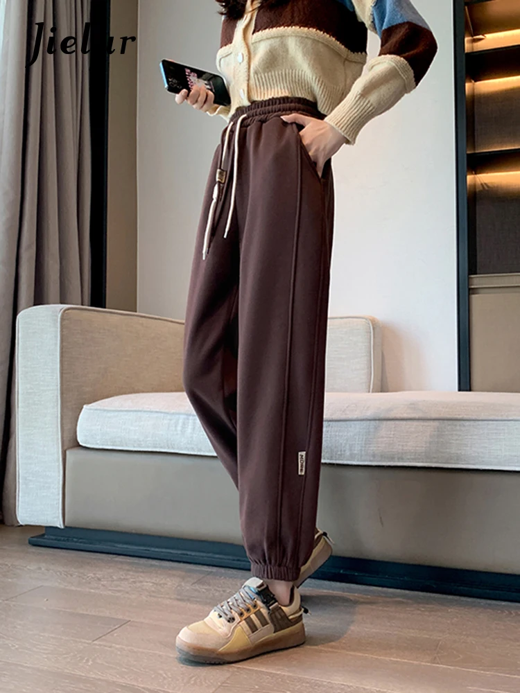 Jielur Женские утепленные спортивные брюки универсальные облегающие шаровары
