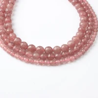 681012mm 5a natural faceted strawberry quartzs crystal beads round loose spacer for jewelry making diy bracelet necklace 15