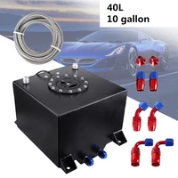 Aluminum 40L 10 Gallon Black Aluminum Drop Tank Fuel Cell Gas Tank+Cap+Level Sender+Fuel Line Kit