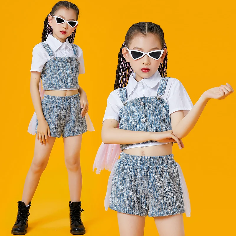

Children's Day Jazz Dance Clothes Girls Fashion Kpop Outfit Kids Hip Hop Cosktume Summer Short Sleeves Performance Wear DNV17699