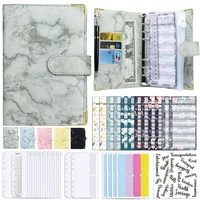 simu a6 pu leather notebooks binder marble refillable binder cover 6 ring loose leaf budget planner binder cover magnetic buckle