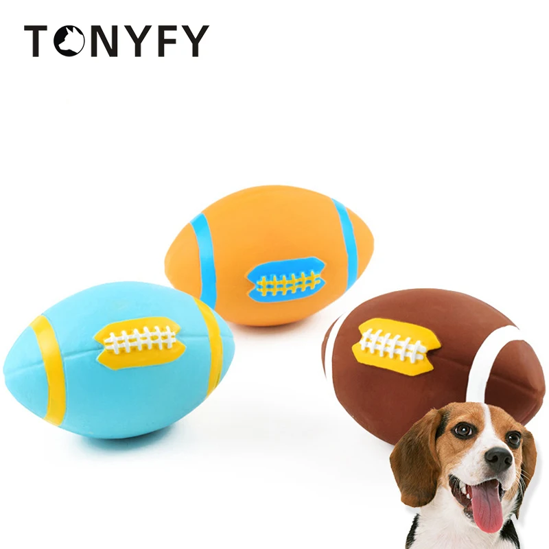 

Squeaky Rugby Dog Rubber Toys Dog Chew Toy Ball Shape Bite Resistant Puppy Sound Toy Dog Supplies for Small Medium Large Dog