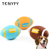squeaky rugby dog rubber toys dog chew toy ball shape bite resistant puppy sound toy dog supplies for small medium large dog