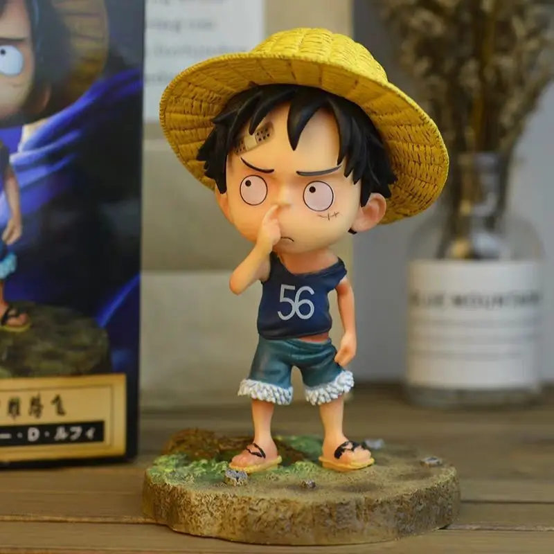 

One Piece Q Luffy Stupid Straw Hat Boy Model Ornament Creative Gift Ornaments Anime Figure Toys Boys and Girls Gifts