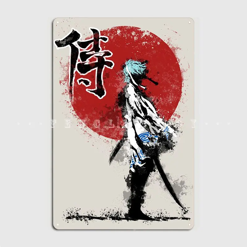 

Белый демон самурайский металлический знак клуб домашний винтажный декор стен оловянный знак плакаты