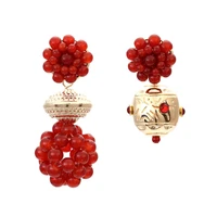 new trend red spherical asymmetrical pendant earrings for women boho style party wedding wedding jewelry girlfriend gift