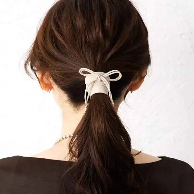 

New Women Long Leather Ponytail Holder Hair Ties Scrunchies Hair Rubber Bands for Girls Hair Accessories Gumki Do Wlosow 2022