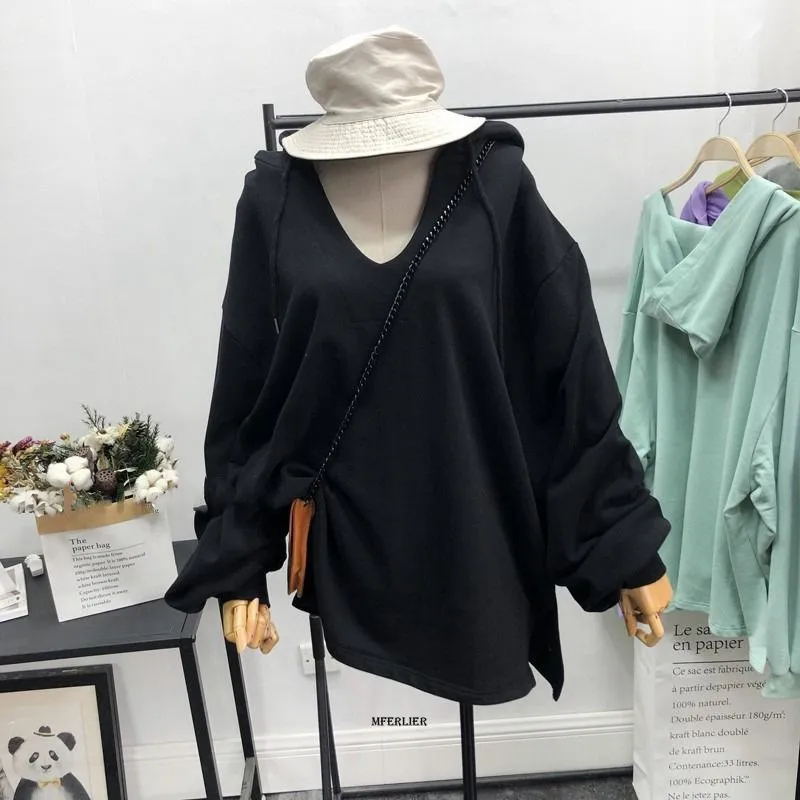 

Large Size 6XL 150kg Autumn Hooded T Shirt Woman Fashion Long Sleeve Shirt Women's T-shirt Loose Korean Style Women Shirts
