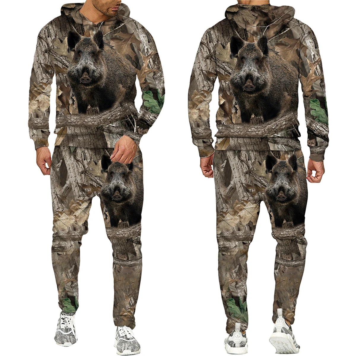 Camouflage Casual Hunting Animal Wild Boar 3D Hoodie/Training Men's 2 Piece Set Sportwear Men's Clothes Suit