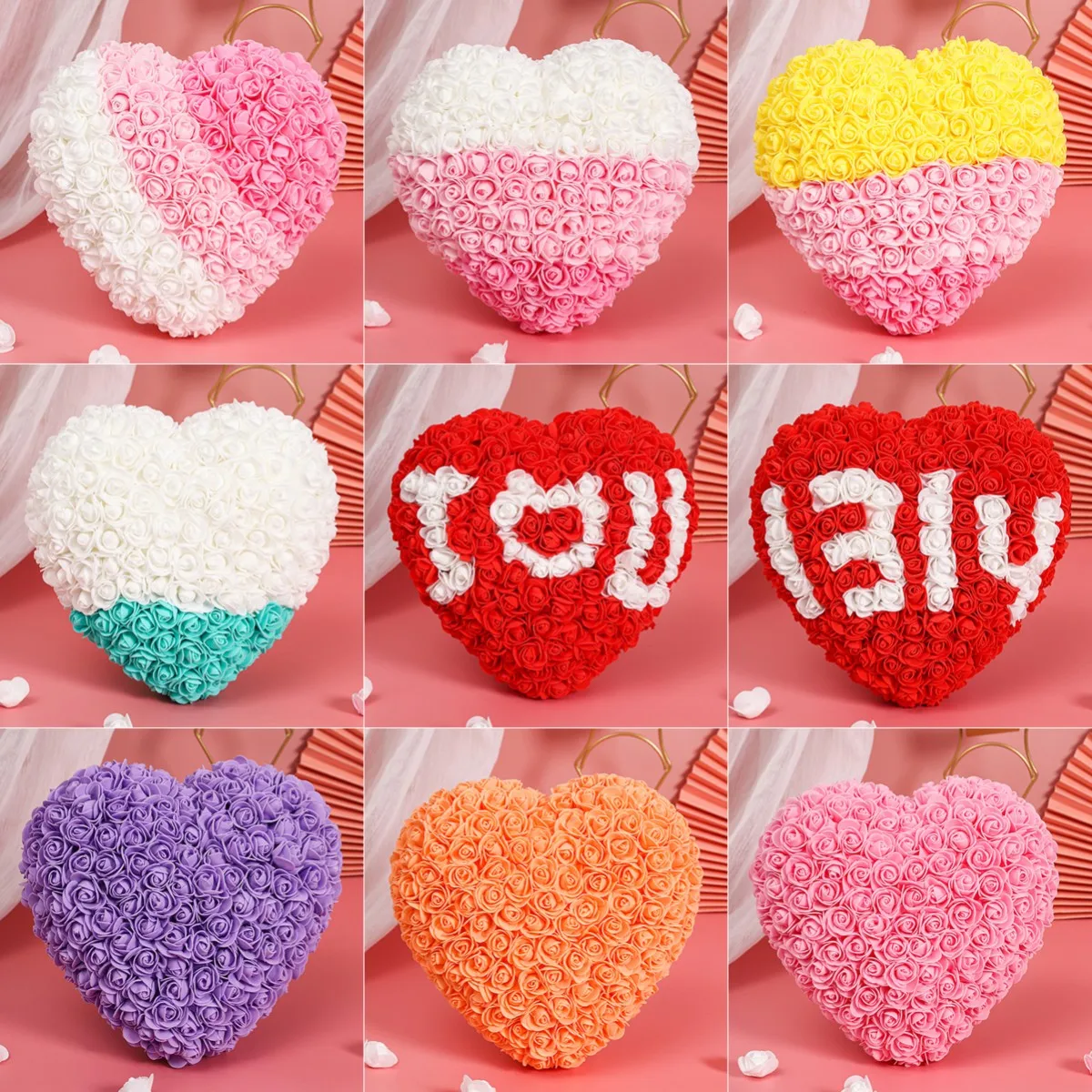 

Искусственные розы 40 см из полиэтилена, в форме сердца, розы, подарки на день Святого Валентина, романтическое свадебное украшение, подарок ...