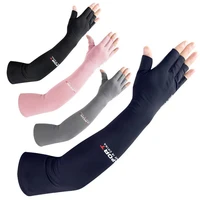 summer sunscreen ice sleeves outdoor riding sports comfortable anti ultraviolet lengthened half finger ice silk arm guard gloves