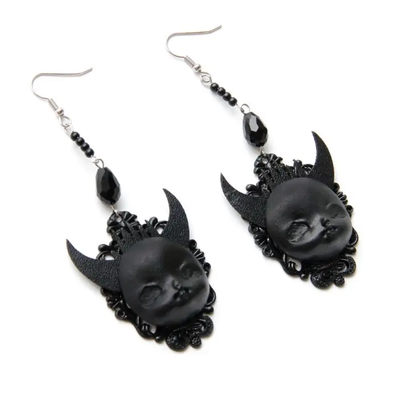 

All-match Gothic Black Dangle Earrings Devil Death Earring for Girlfriend