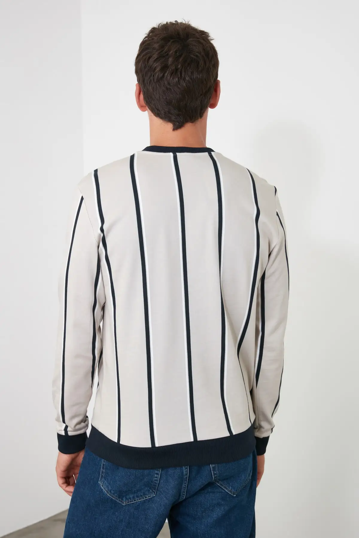 

Trendyol Male Striped Bike Collar Sweatshirt TMNAW21SW0420