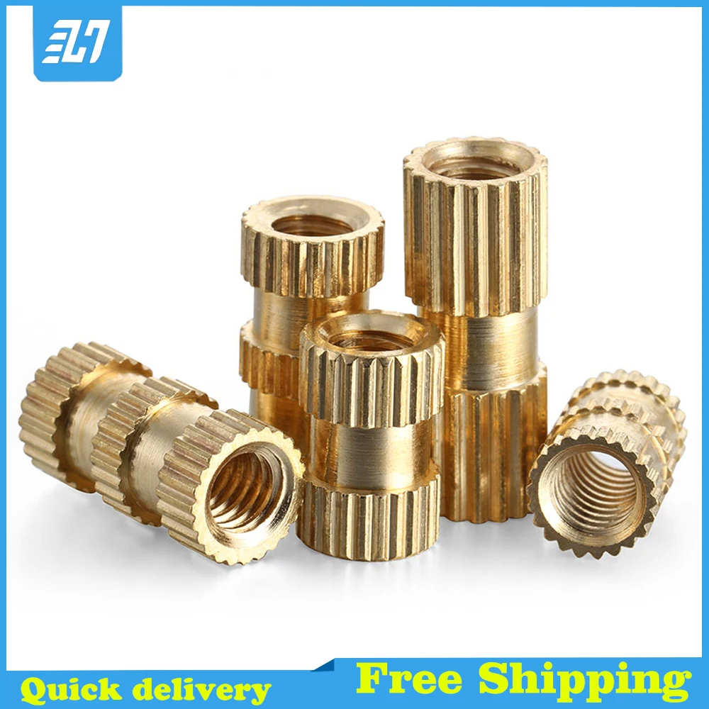 

Brass Copper Knurled Nut Metric Thread Double Pass Injection Molding Insert Nut Nutsert Embedded M2 M2.5 M3 M4 M5 M6 M8 M10