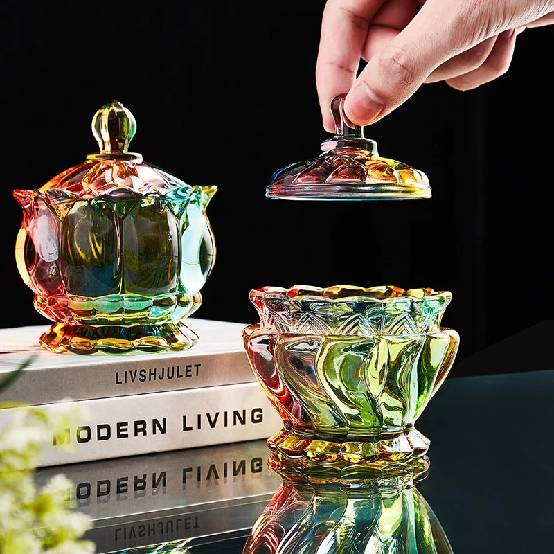 Color Glass Jars Candy Can Living Room Coffee Table Dried Fruit Jar For Bulk Girl Heart Storage Boxes