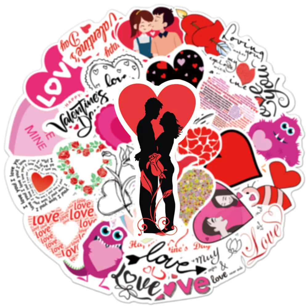 

10/30/50PCS New LOVE Heart Cartoon Stickers DIY Phone Laptop Luggage Skateboard Graffiti Decals Fun for Kid Gift