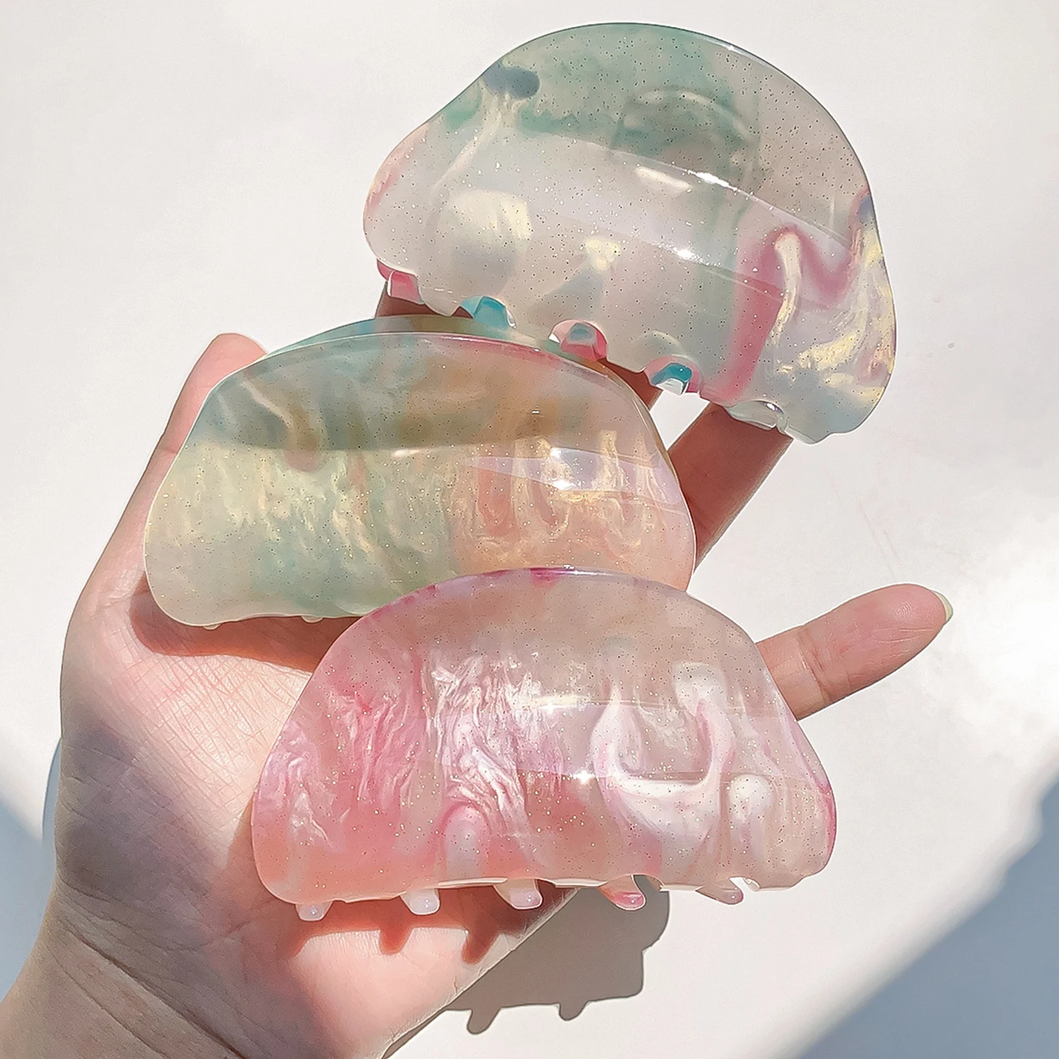 

New Spring High Quality Starry Sky Colorful Acrylic Hair Claw Clips Medium Size Hair Barrettes For Women Girls Hair Accessories