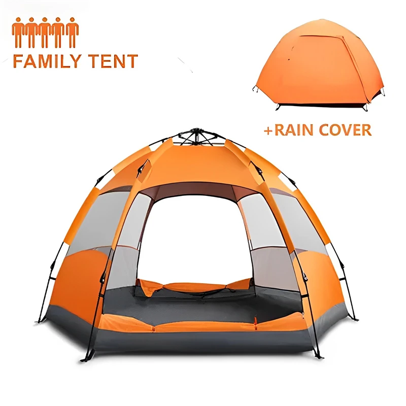 

Outdoor, Waterproof, Double, Hexagonal Tent, Fully Automatic and Quick Opening, for 3-5 People