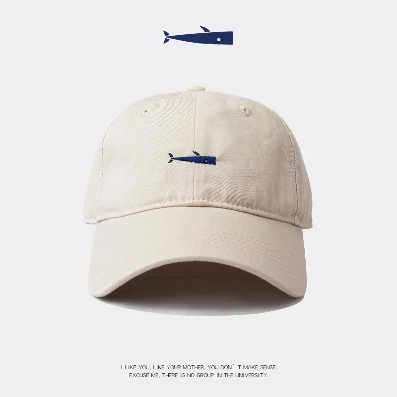 

New Casual Men Embroidered Baseball Caps Korean Simple Fish Embroidery Women Hip Hop Cap Summer Breathable Adjustable Sun Hat