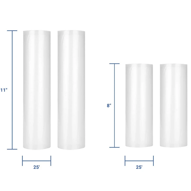 

INKBIRD Пакеты для хранения продуктов без бисфенола А, 11 x 25 футов и 8 x 25 футов, вакуумный упаковщик, герметичные материалы для фруктов и овощей для шкафа Sous Vide