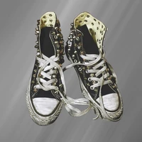 high top dirty and dirty old canvas shoes rivet shoes street shooting sports walking shoes handmade rivet vulcanized shoes 35 46