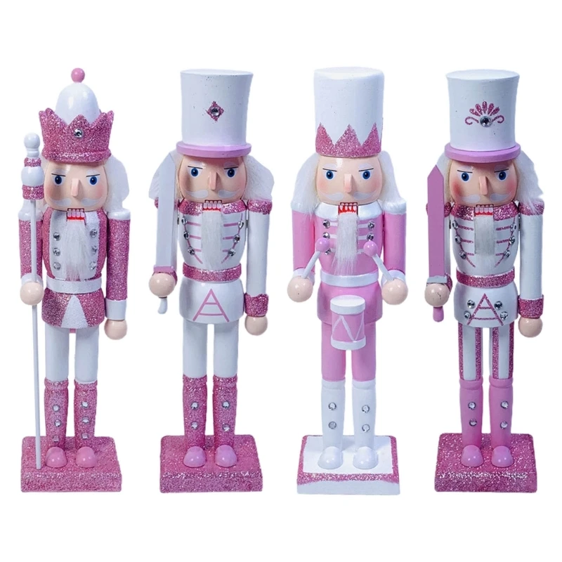 

12in Wooden Nutcracker Soldier King Figures Christmas Decor for Indoor Tabletop Desktop Holiday Home Farmhouse Ornaments