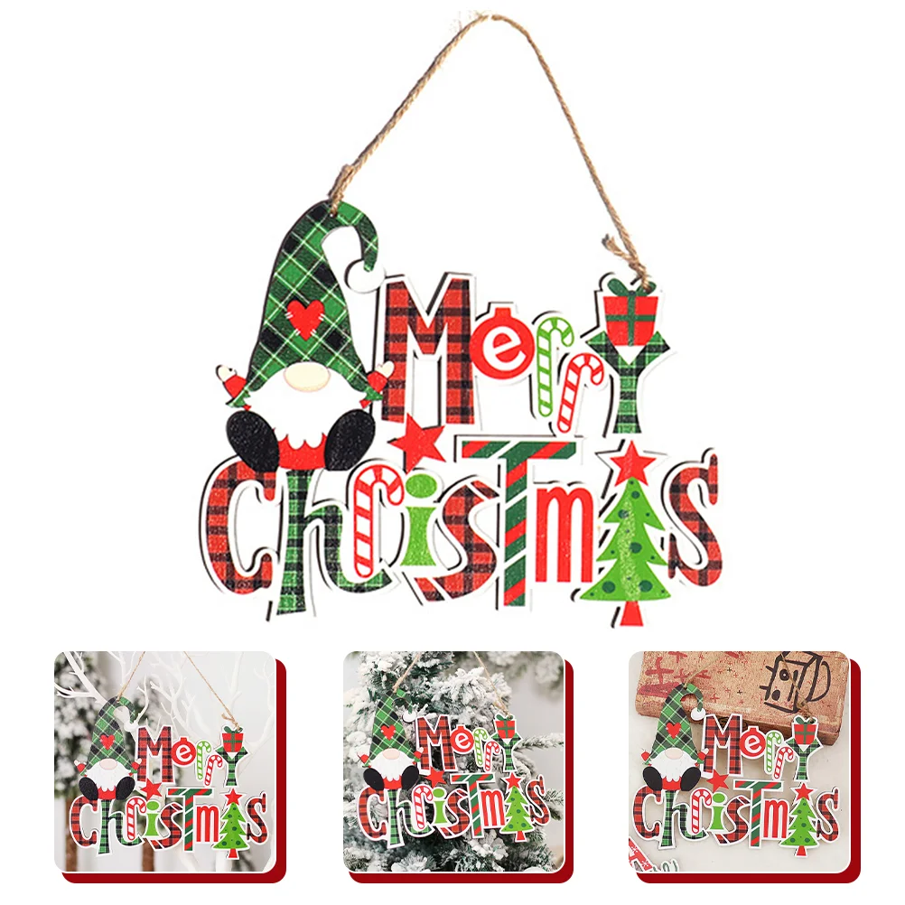 

Christmas Sign Xmas Tree Hanging Wood Door Pendant Welcome Ornament Wall Gnome Merry Plaque Front Wooden Holiday Decor Porch