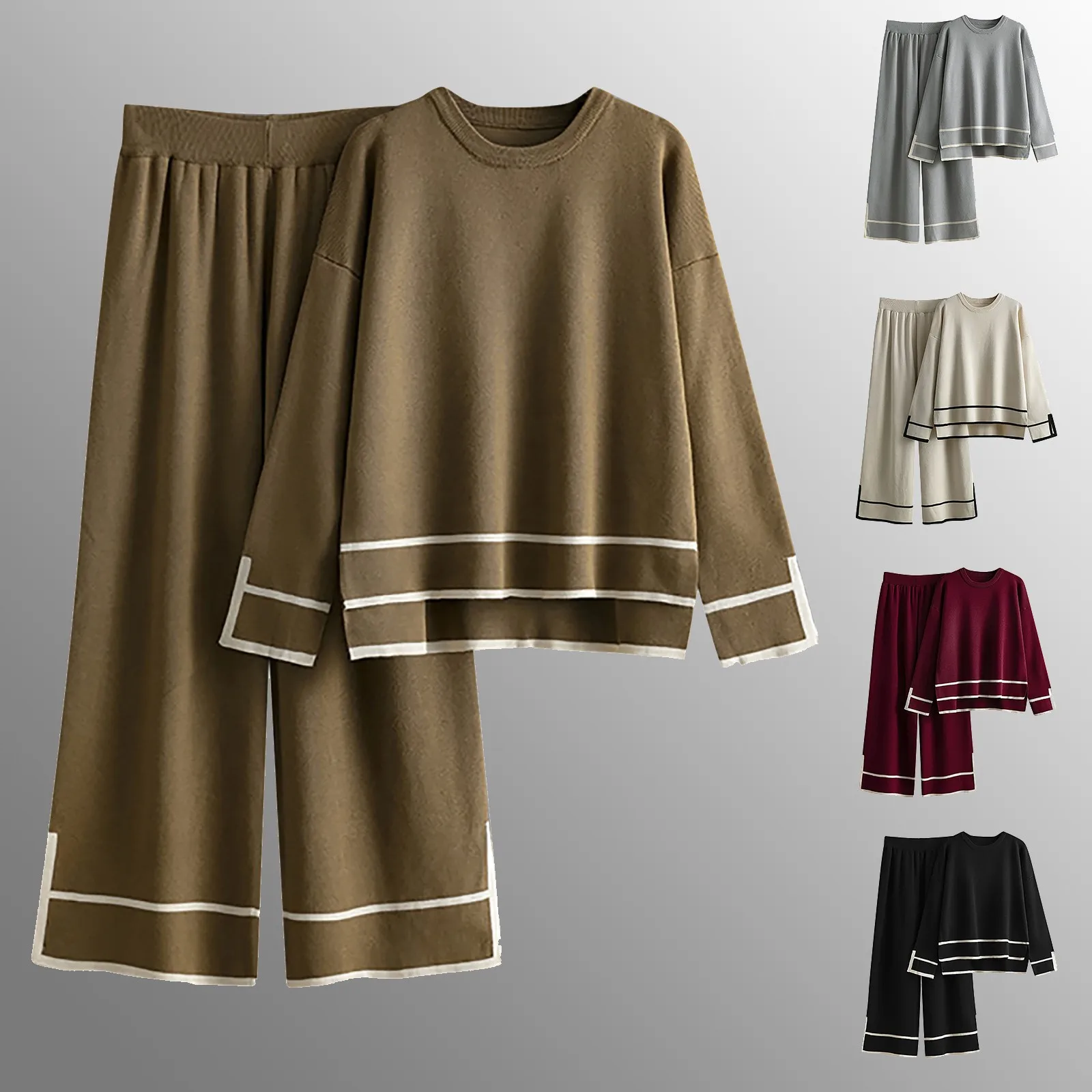 Женский комплект из 2 предметов осенне-зимний новый вязаный свитер с длинными