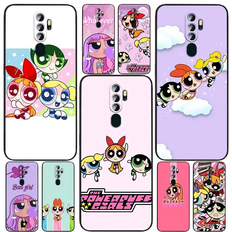 

Powerpuff Girls Anime For OPPO Reno7 6 5 4 2 Z Lite Pro Plus SE 4G 5G Black Soft TPU Shockproof Silicone Cover Phone Case