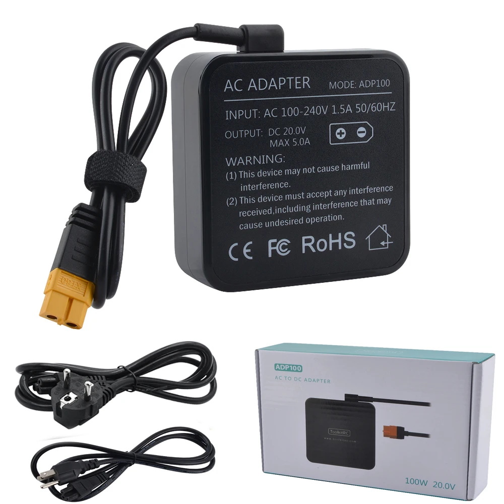 Блок питания ToolKitRC ADP100 100 Вт 20 в с выходным адаптером XT60 для M6D M6 M7 M6DAC ISDT Q8 Q6 GT Power Hota HTRC SkyRC Charger
