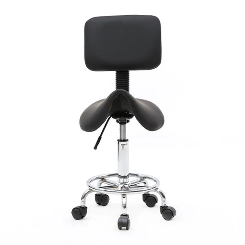 

Saddle Shape Adjustable Salon Stool with Back Black