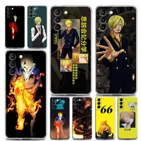 cute anime sanji one piece clear phone case for samsung s9 s10 s10e s20 s21 s22 plus lite ultra fe 4g 5g silicone case bandai